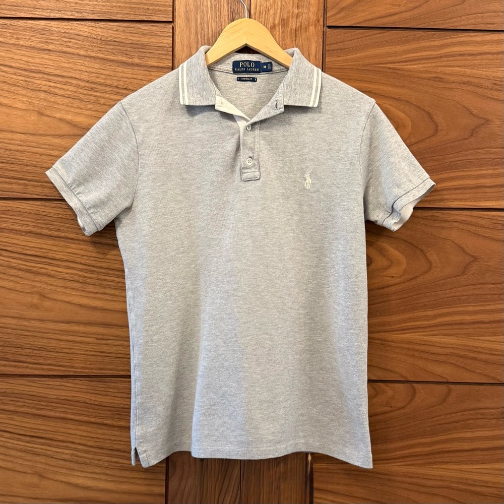 Polo Ralph Lauren Gray & White Polo Shirt - Sz M